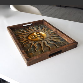 Aberto Design REF025 Bandeja de Madera Maciza para el Hogar, Impresión UV sobre MDF, 48 x 38 x 4 cm